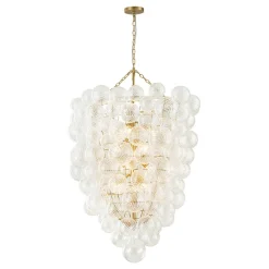 Luxury Cascade Cluster Ribbed Glass Bubble Entry Chandelier