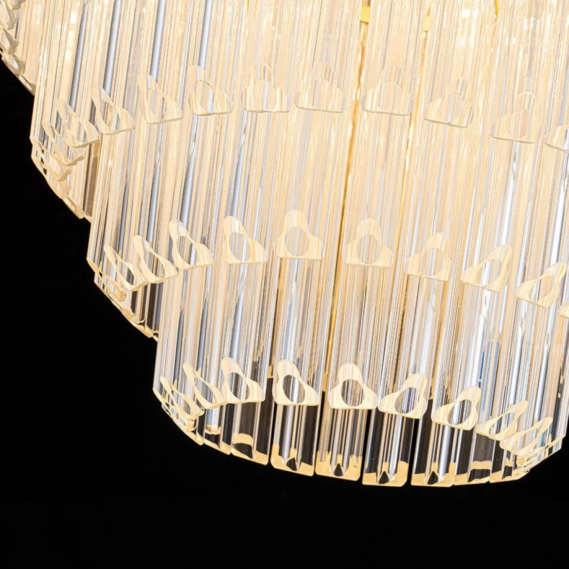 Luxury Cluster Glass Textured Tube Round Tiered Chandelier