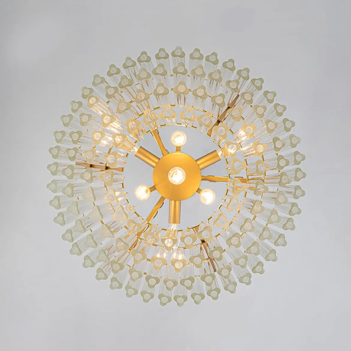 Luxury Cluster Glass Textured Tube Round Tiered Chandelier