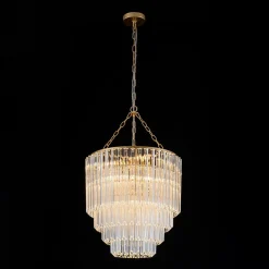 Luxury Cluster Glass Textured Tube Round Tiered Chandelier