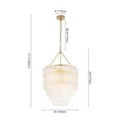 Luxury Cluster Glass Textured Tube Round Tiered Chandelier