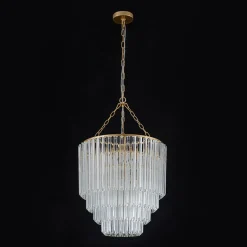 Luxury Cluster Glass Textured Tube Round Tiered Chandelier