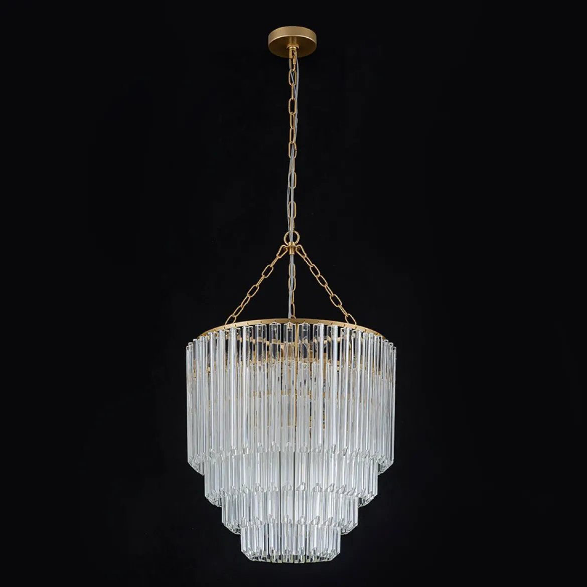 Luxury Cluster Glass Textured Tube Round Tiered Chandelier