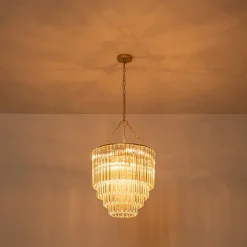 Luxury Cluster Glass Textured Tube Round Tiered Chandelier