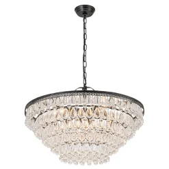 Luxury Glam Tiered Crystal Raindrop Round Chandelier
