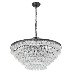 Luxury Glam Tiered Crystal Raindrop Round Chandelier