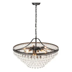 Luxury Glam Tiered Crystal Raindrop Round Chandelier