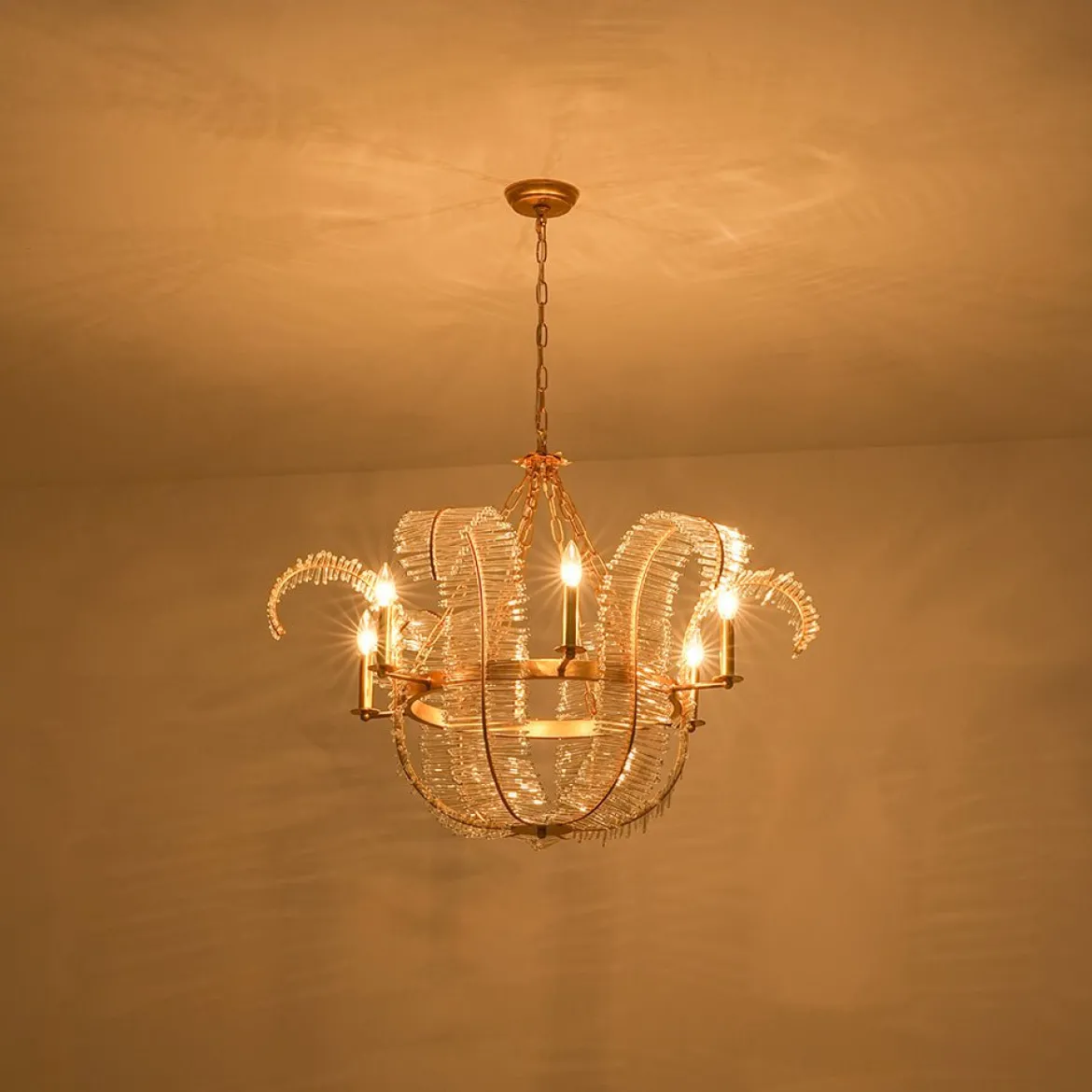 Luxury Gold Foiled Chic Antique Crystal Floral Chandelier