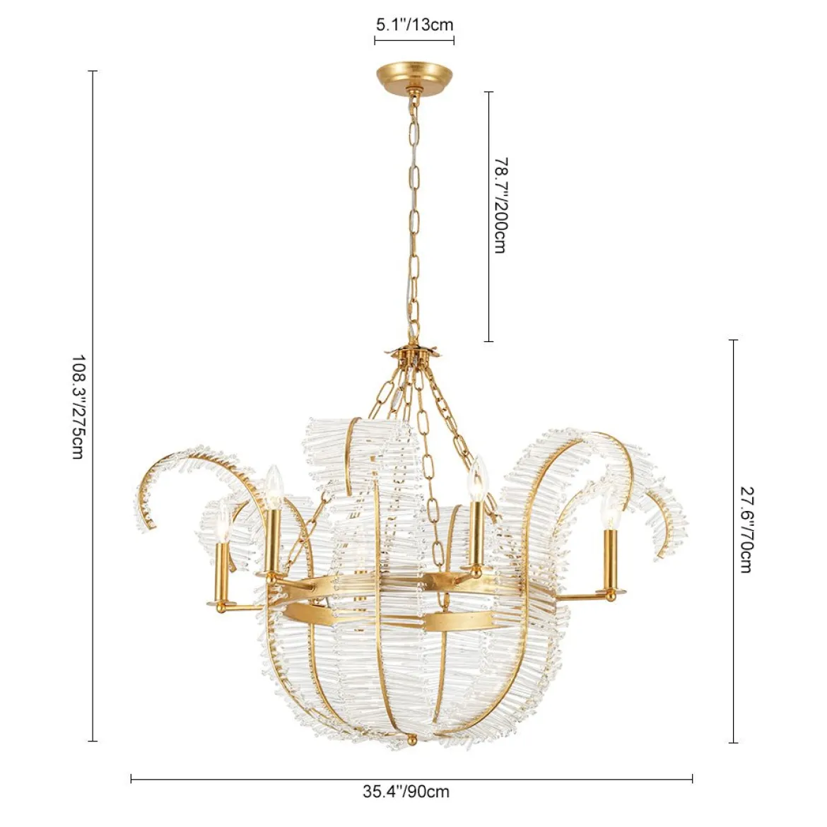 Luxury Gold Foiled Chic Antique Crystal Floral Chandelier