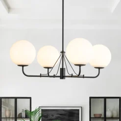 Luxury 4-Light Shine Opal Glass Globe Sputnik Chandelier