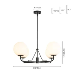 Luxury 4-Light Shine Opal Glass Globe Sputnik Chandelier