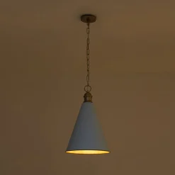 Macaron Brass Baby Blue 1-Light Iron Conical Kitchen Pendant