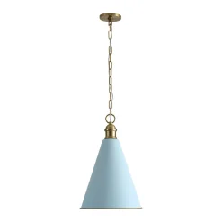 Macaron Brass Baby Blue 1-Light Iron Conical Kitchen Pendant
