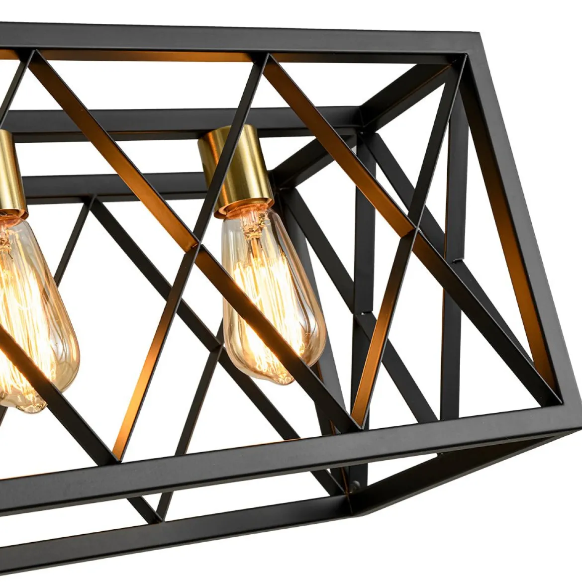 Matte Black 5-Light Cross Framed Box Kitchen Island Chandelier