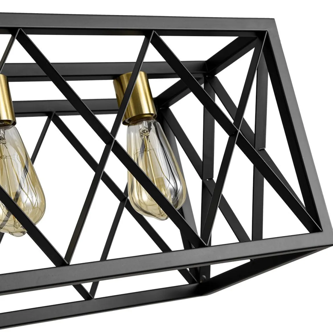 Matte Black 5-Light Cross Framed Box Kitchen Island Chandelier