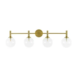 Mid-Century Brass 4-Light Glass Globe Vanity Sconce