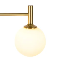 Mid-Century Brass 4-Light Glass Globe Vanity Sconce