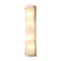 Mid-Century Brass White Glazed Glass Linear Wall Sconce