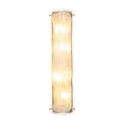Mid-Century Brass White Glazed Glass Linear Wall Sconce