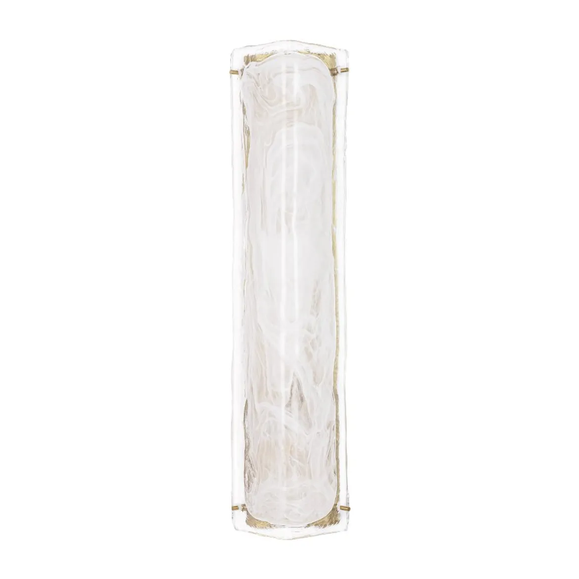Mid-Century Brass White Glazed Glass Linear Wall Sconce