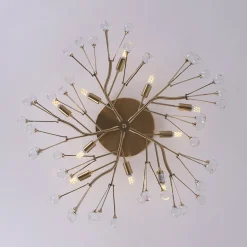 Mid-Century Firework Crystal Branching Semi Flush Mount