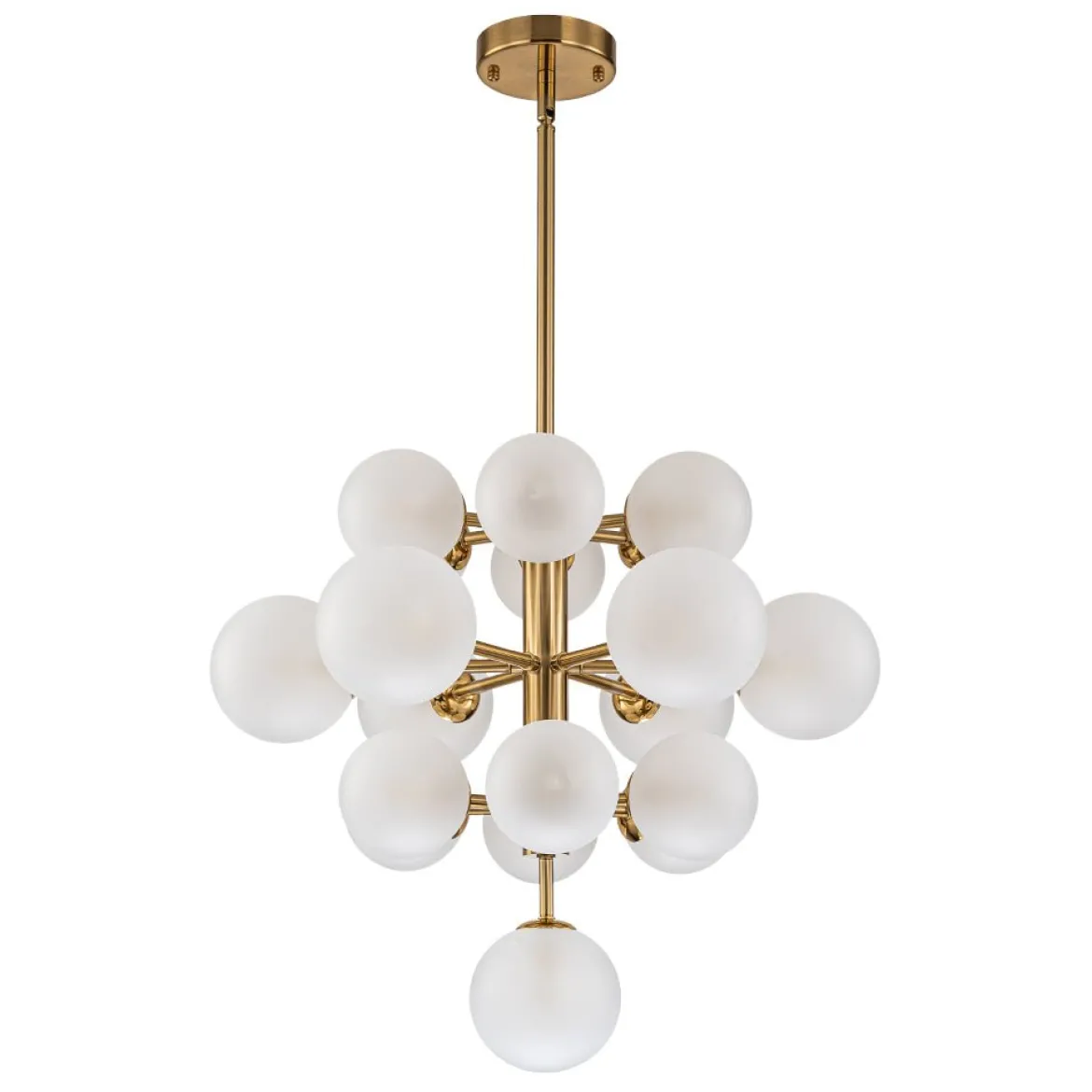 Mid-Century Frosted Glass Bubble Tiered Sputnik Chandelier