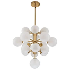 Mid-Century Frosted Glass Bubble Tiered Sputnik Chandelier
