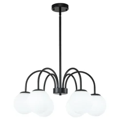 Mid-Century Frosted Glass Globe Bubble Round Chandelier