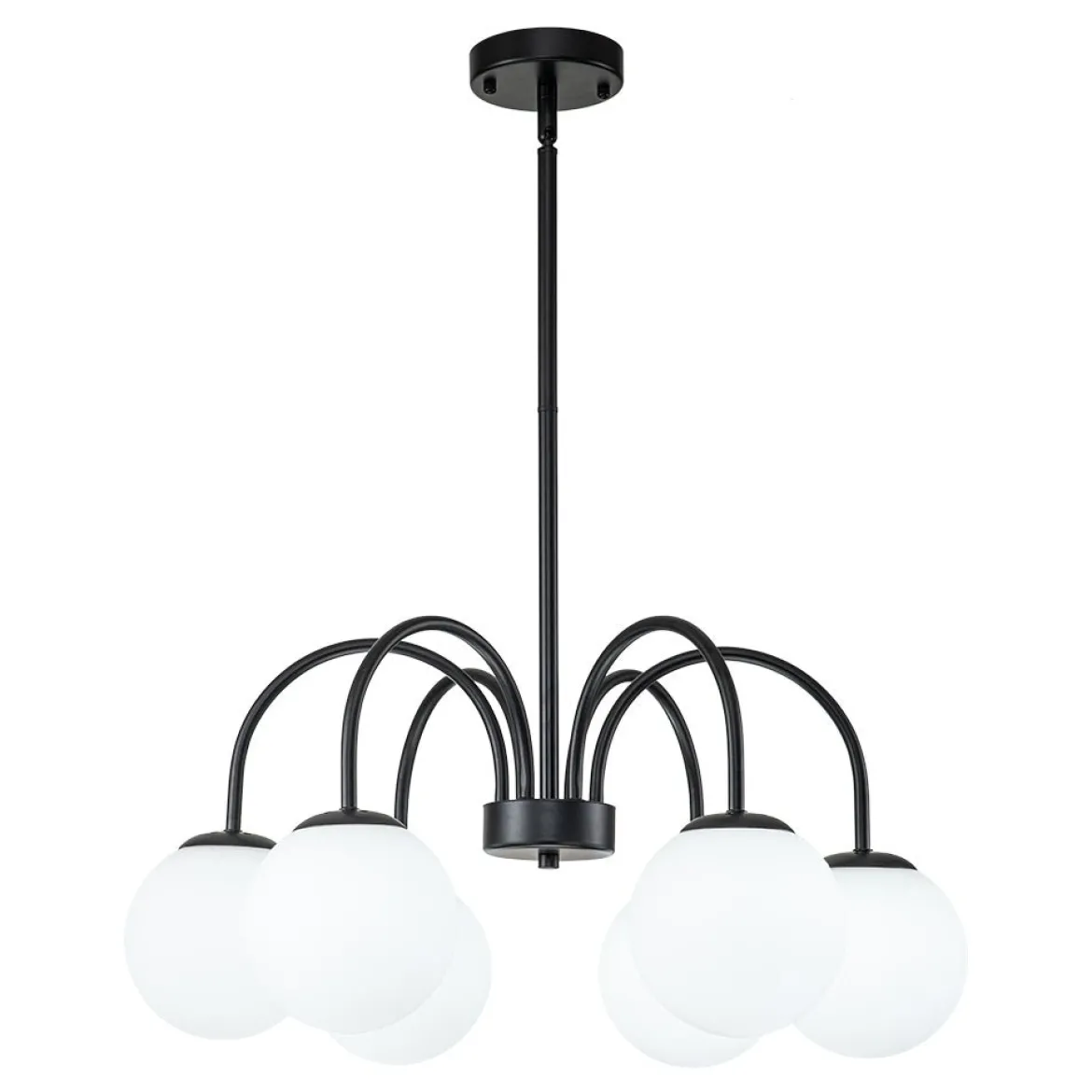 Mid-Century Frosted Glass Globe Bubble Round Chandelier