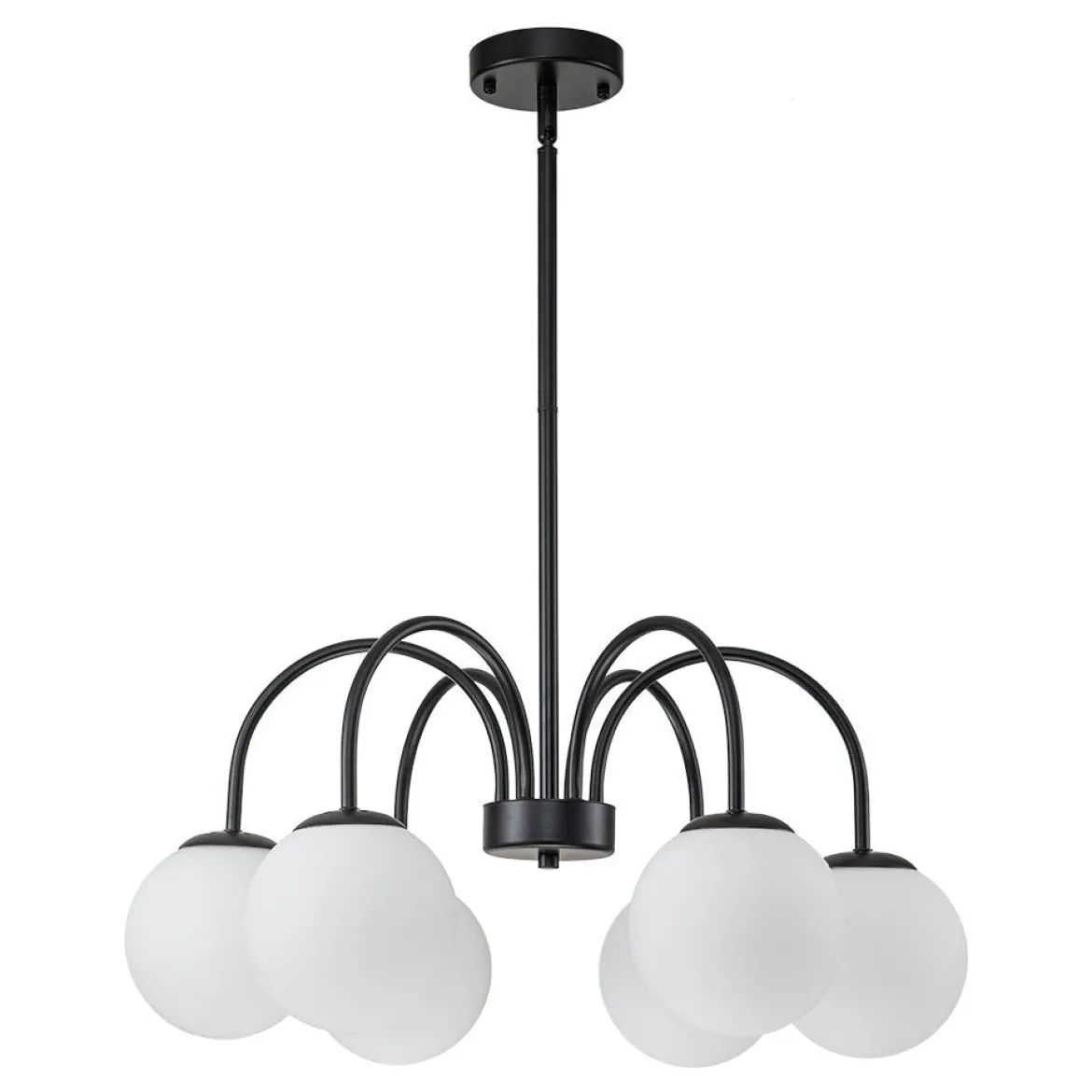 Mid-Century Frosted Glass Globe Bubble Round Chandelier