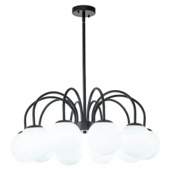 Mid-Century Frosted Glass Globe Bubble Round Chandelier