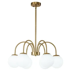 Mid-Century Frosted Glass Globe Bubble Round Chandelier