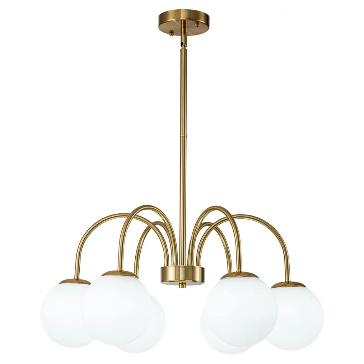 Mid-Century Frosted Glass Globe Bubble Round Chandelier