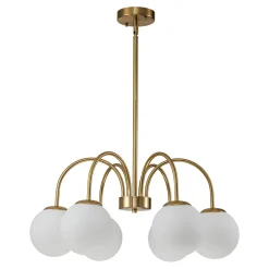 Mid-Century Frosted Glass Globe Bubble Round Chandelier