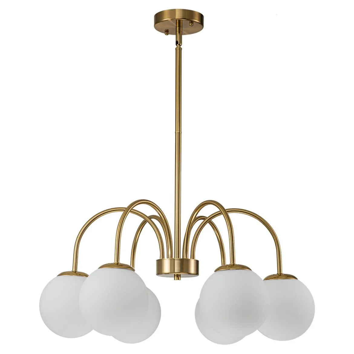 Mid-Century Frosted Glass Globe Bubble Round Chandelier