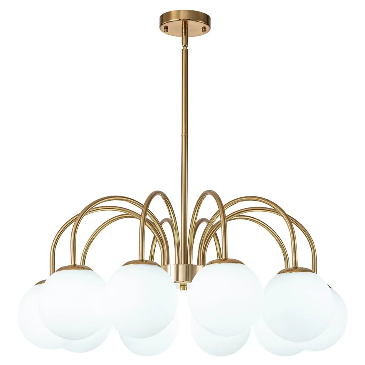 Mid-Century Frosted Glass Globe Bubble Round Chandelier