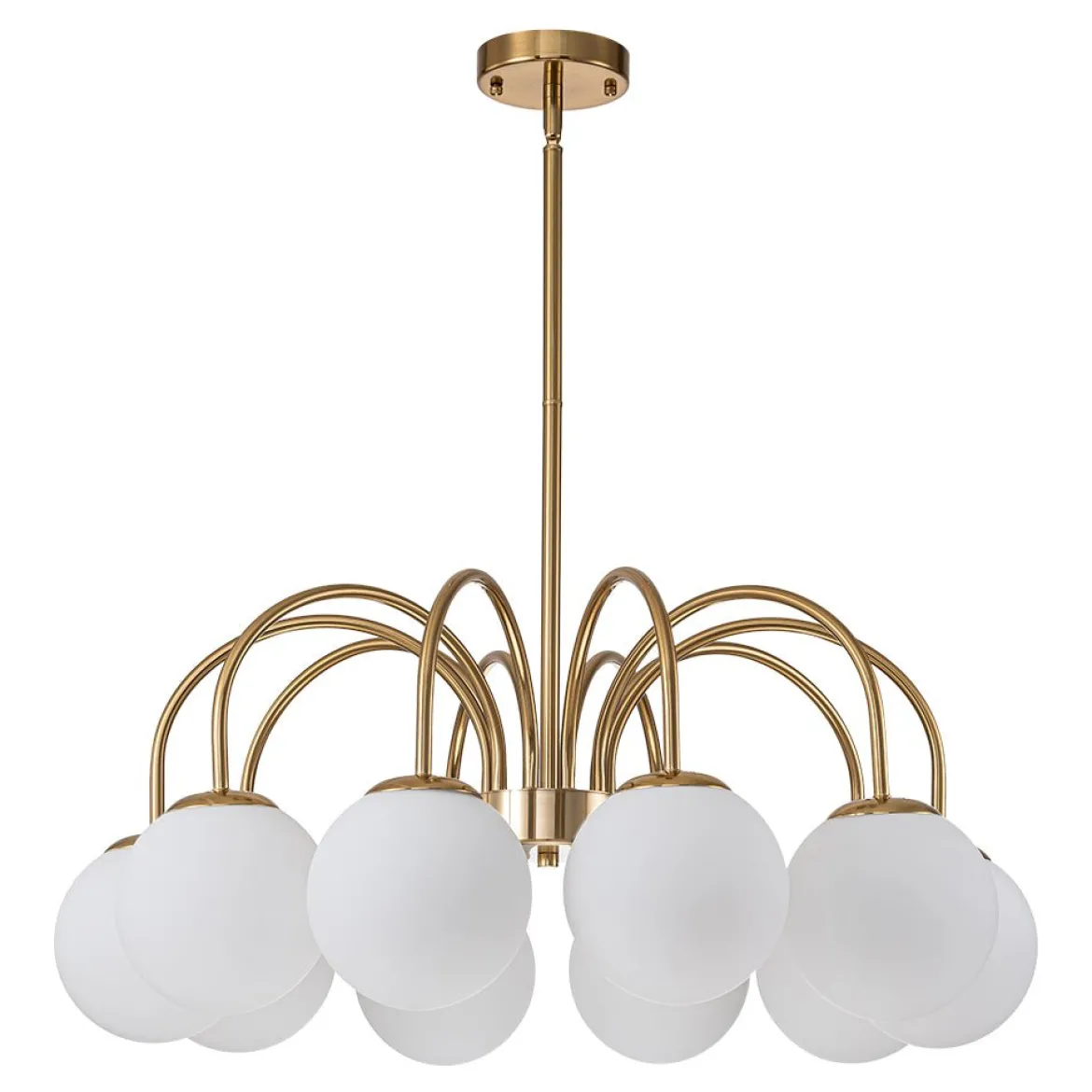 Mid-Century Frosted Glass Globe Bubble Round Chandelier