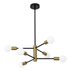 Mid-century 6-Light Black Brass Tiered Sputnik Chandelier