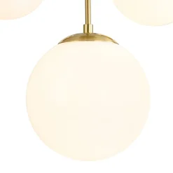 Mid-Century 7-light Brass Opal Glass Globe Sputnik Chandelier