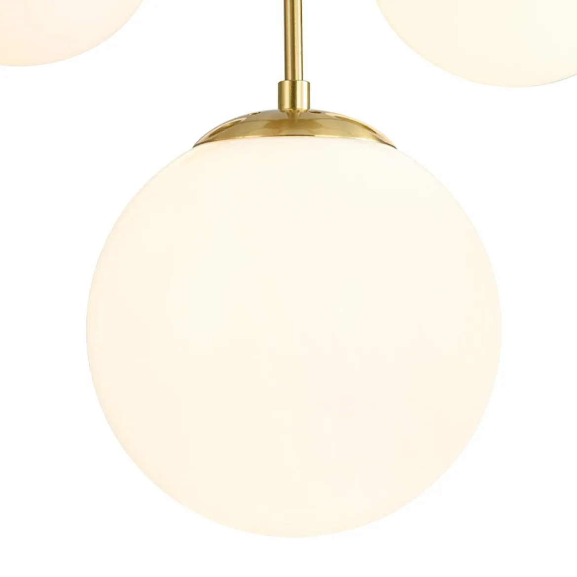 Mid-Century 7-light Brass Opal Glass Globe Sputnik Chandelier