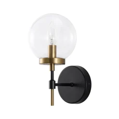 Mid-Century 1-Light Clear Glass Globe Vanity Wall Sconce