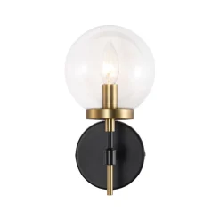 Mid-Century 1-Light Clear Glass Globe Vanity Wall Sconce
