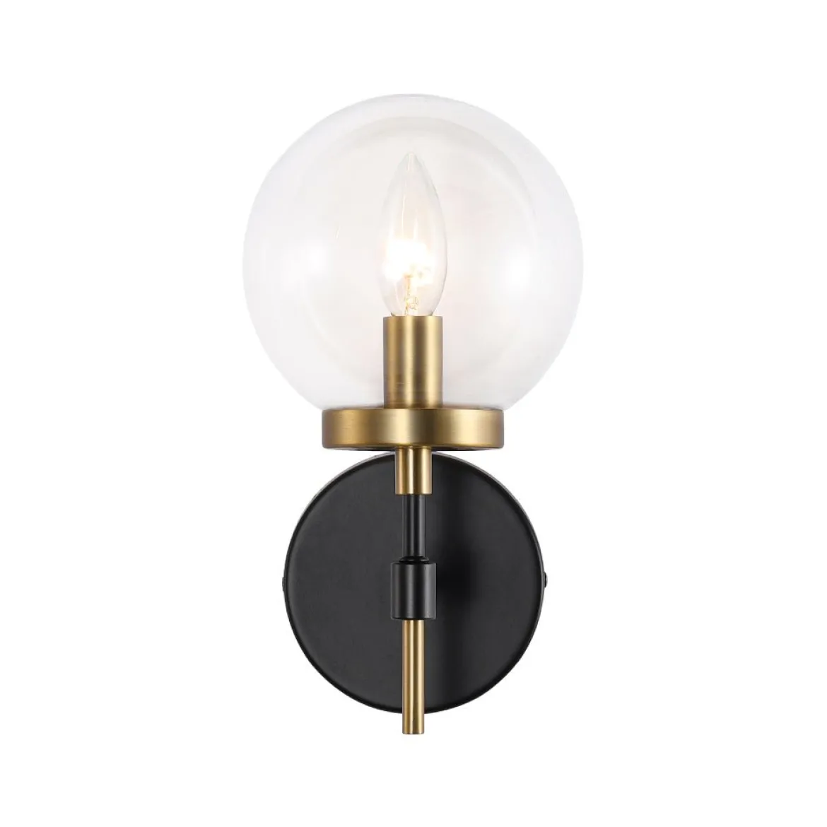 Mid-Century 1-Light Clear Glass Globe Vanity Wall Sconce