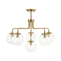 Mid-Century 6-Light Glass Bubble Sputnik Semi Flush Chandelier