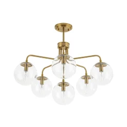 Mid-Century 6-Light Glass Bubble Sputnik Semi Flush Chandelier