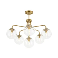 Mid-Century 6-Light Glass Bubble Sputnik Semi Flush Chandelier