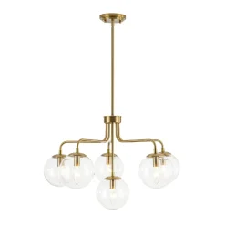 Mid-Century 6-Light Glass Bubble Sputnik Semi Flush Chandelier