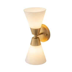Mid-Century 2-Light Up Down Opal Glass Cone Wall Sconce