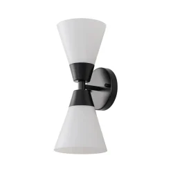 Mid-Century 2-Light Up Down Opal Glass Cone Wall Sconce