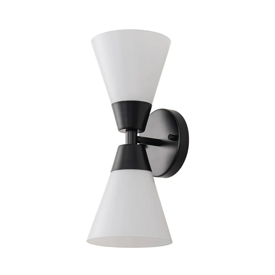 Mid-Century 2-Light Up Down Opal Glass Cone Wall Sconce